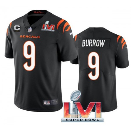 Miesten Cincinnati Bengals NFL Pelipaita Joe Burrow 9 Musta 2022 Super Bowl LVI Vapor Limited